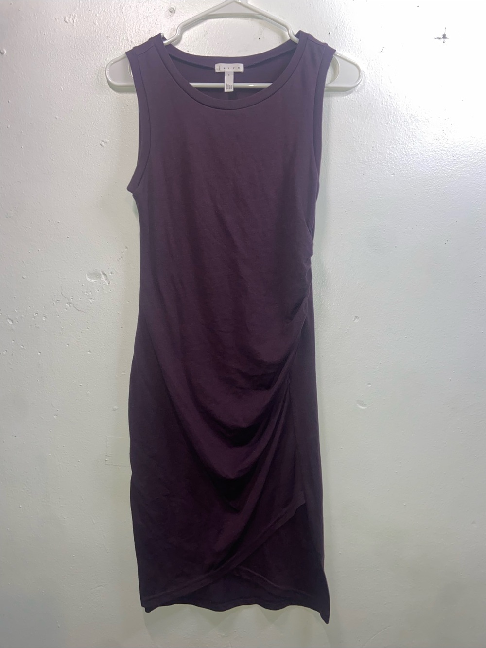 Leith Minimalist Corporate OldMoney Sleeveless Plum Ruched Midi Dress